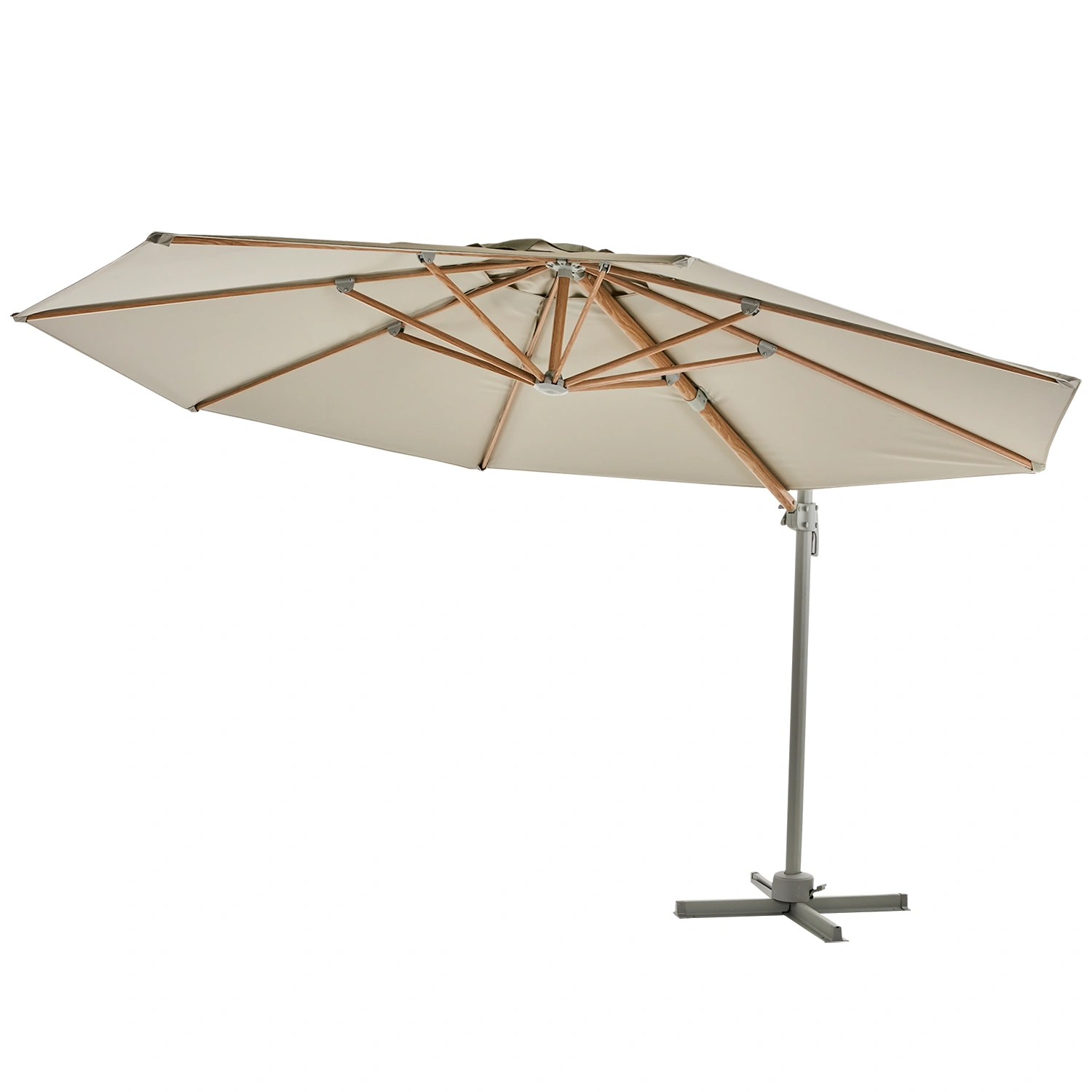 Luzzi frihängande parasoll ljusgrå/khaki Ø350 cm - Bild 4