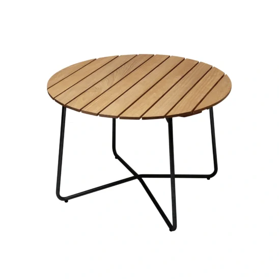 9A 100 matbord med skiva i oljad ek och svart stativ.