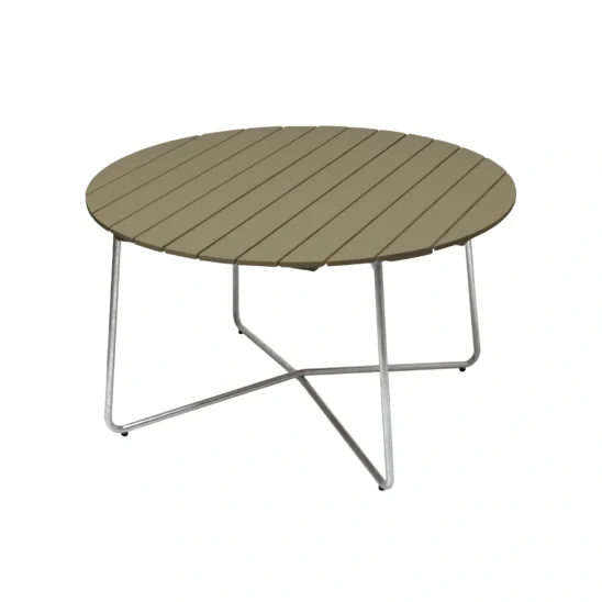 9A 120 matbord med skiva i ljusgrönt och varmförzinkat stativ.