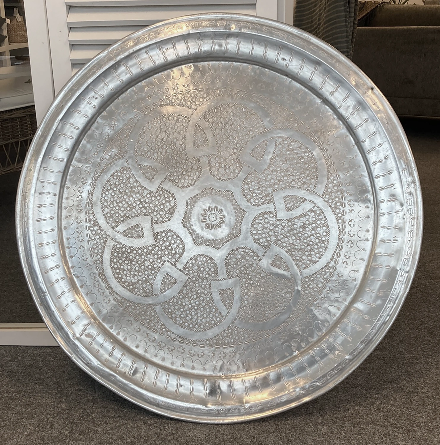 Antique Bricka 1 silverfärgad, Ø85 cm