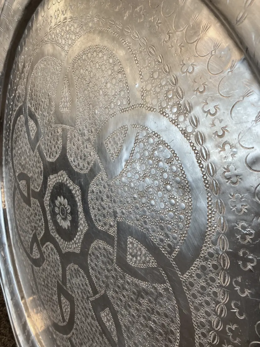 Antique Bricka 1 silverfärgad, Ø85 cm