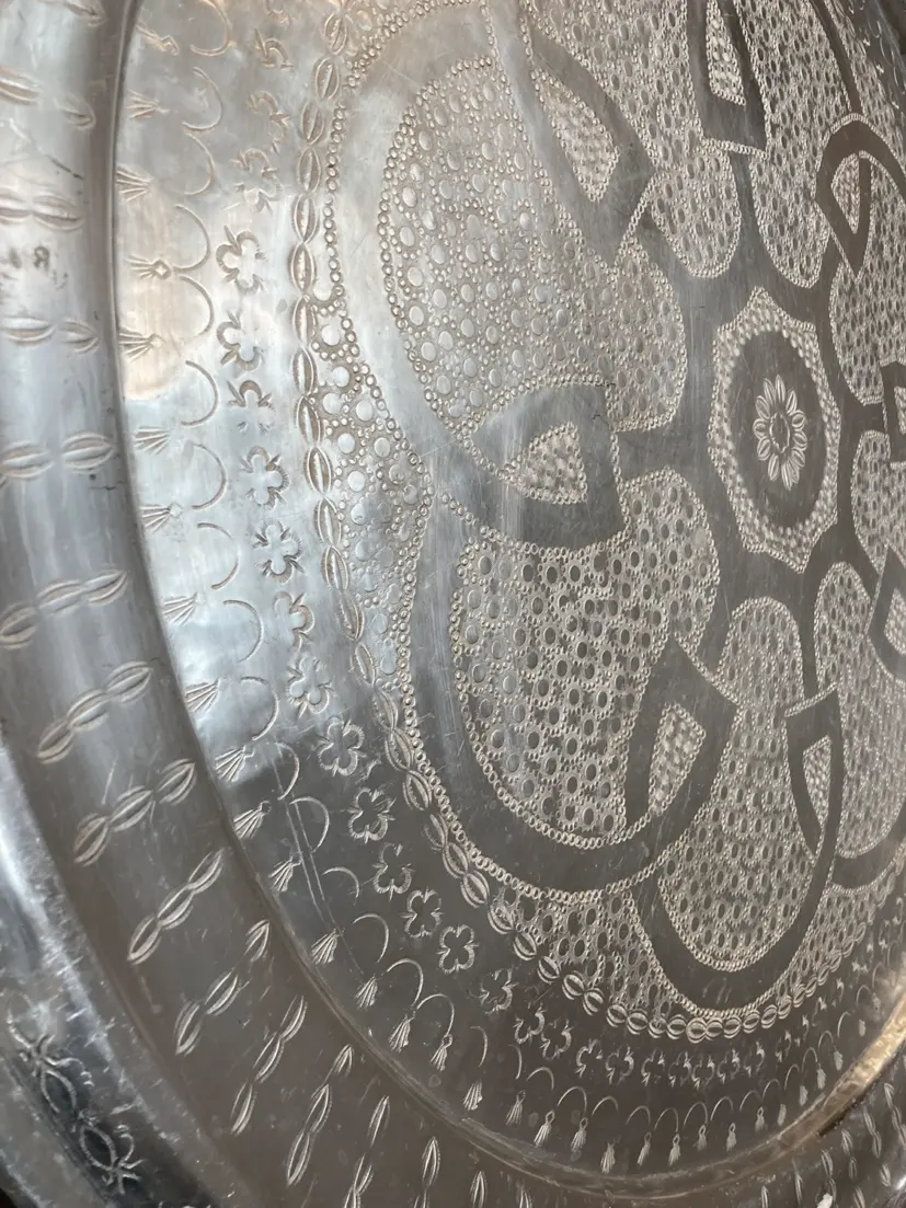 Antique Bricka 1 silverfärgad, Ø85 cm