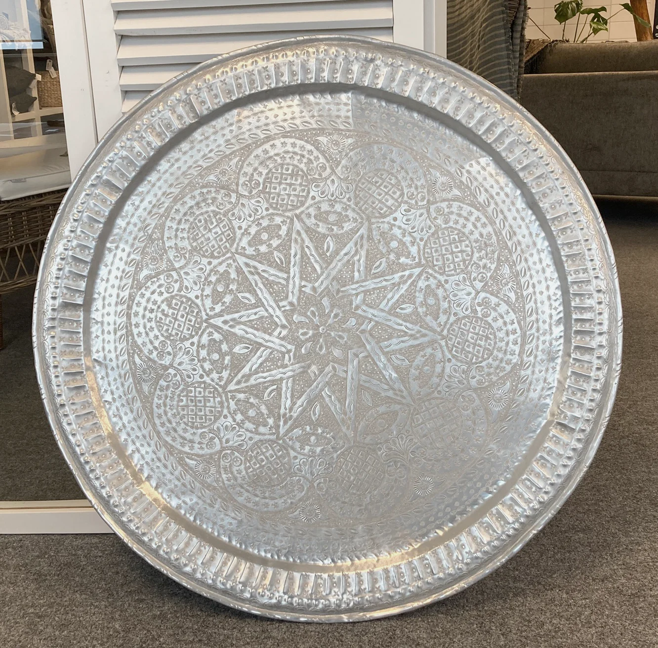 Antique Bricka 2 silverfärgad, Ø85 cm