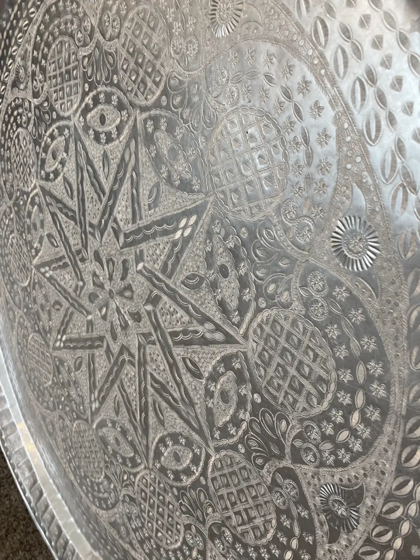 Antique Bricka 2 silverfärgad, Ø85 cm