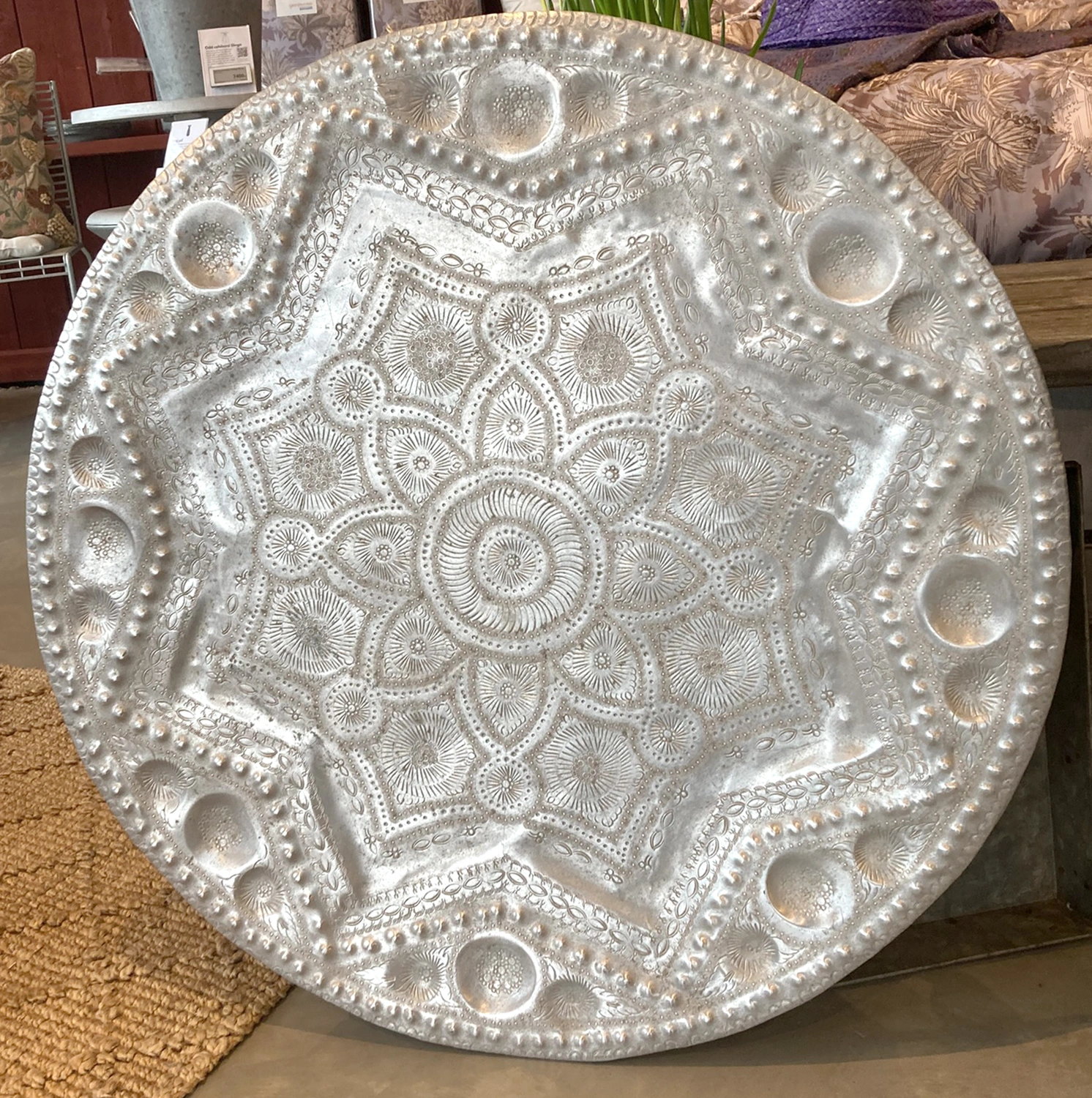 Antique Bricka 3 silverfärgad, Ø72 cm