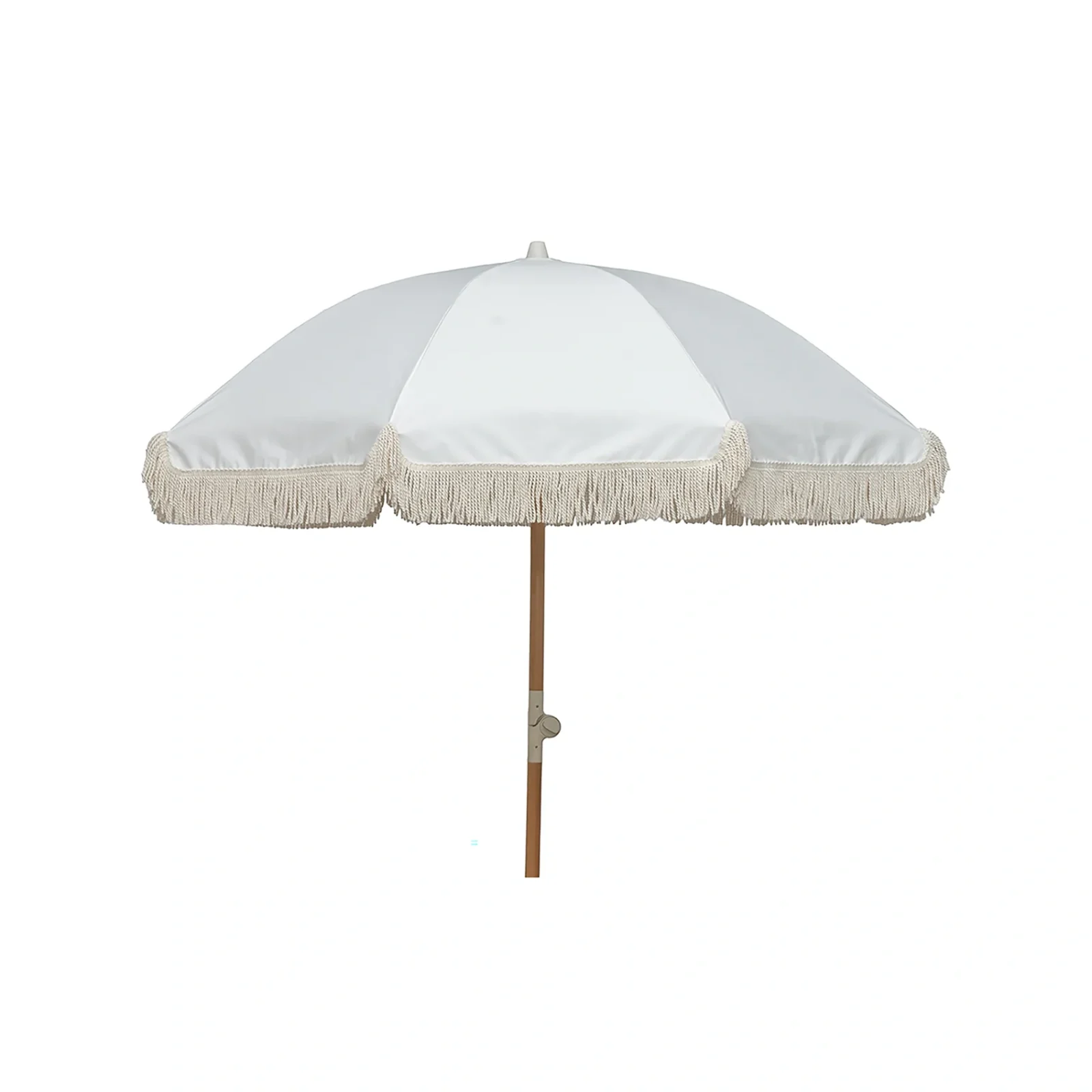 Parasoll med frans - beige, Ø200 cm