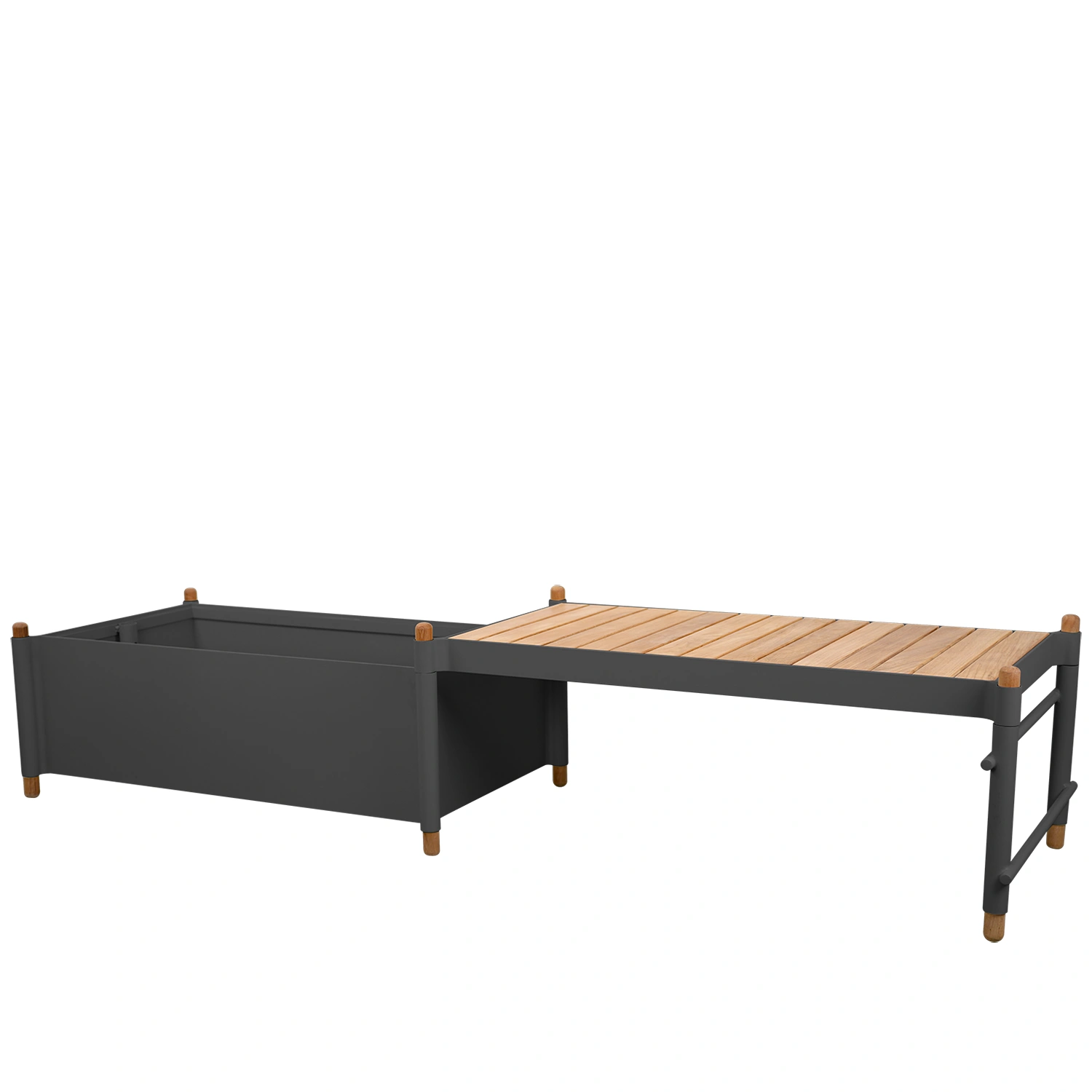 Sticks odlingslåda lavagrå/teak, stor