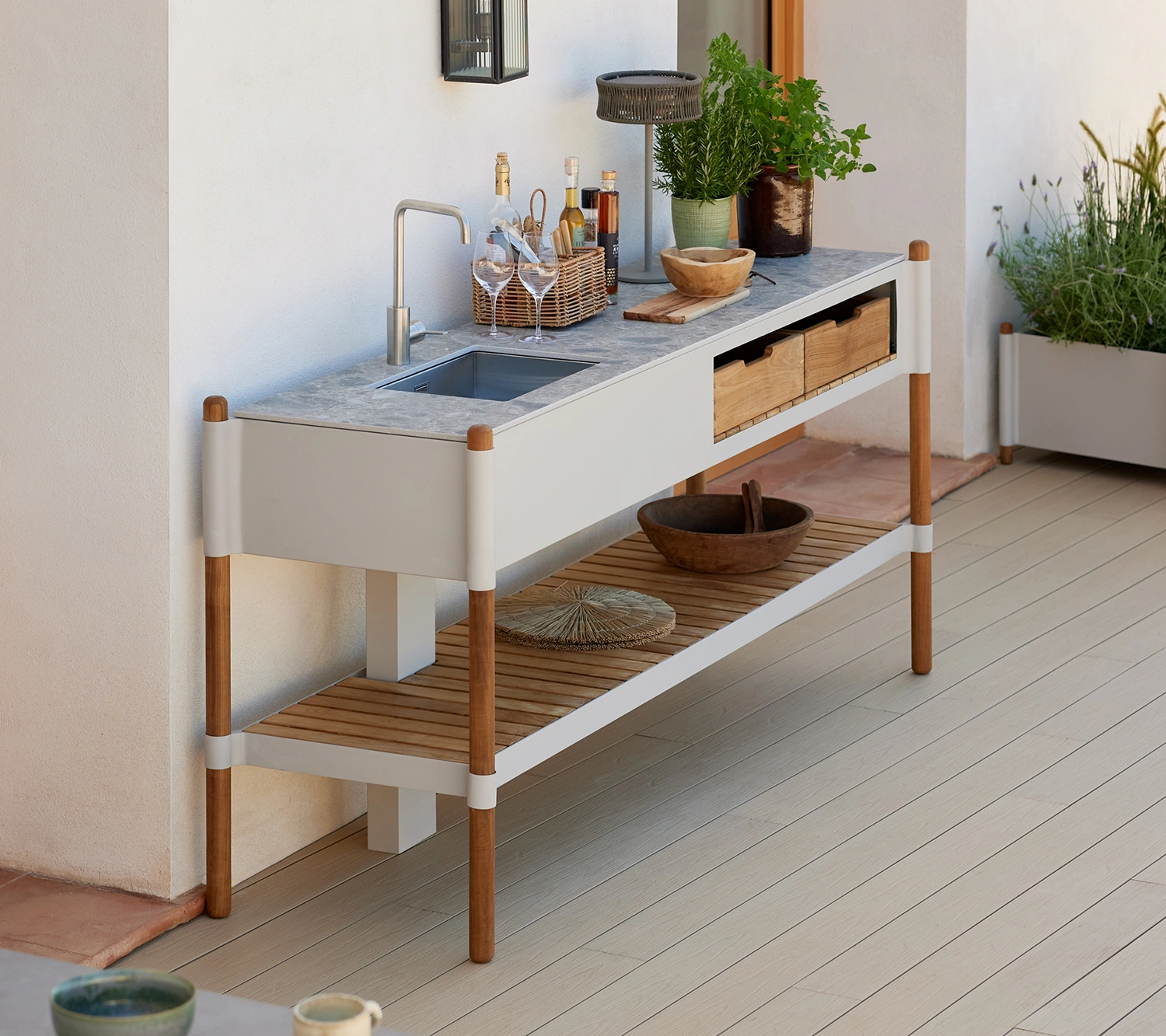 Sticks utekök sand/teak