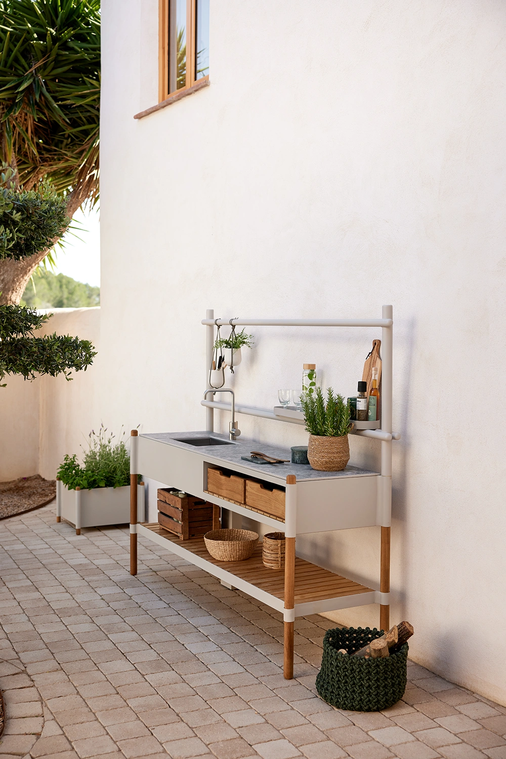 Sticks utekök sand/teak