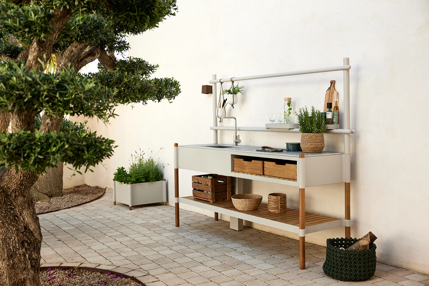 Sticks utekök sand/teak