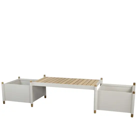 Sticks bänk inkl. 2 odlingslådor, sand/teak