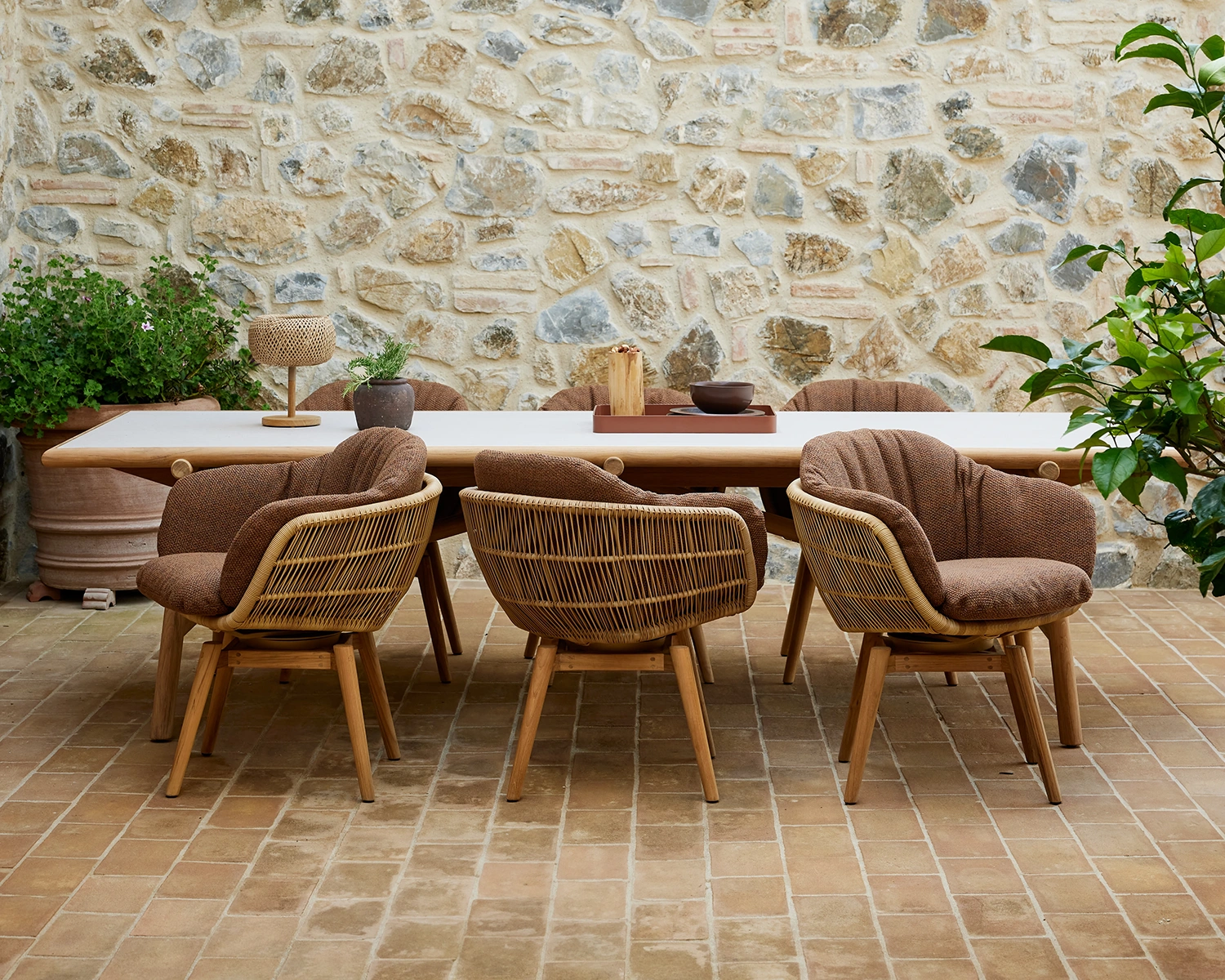 Stay snurrstol teak/natur inkl. dyna