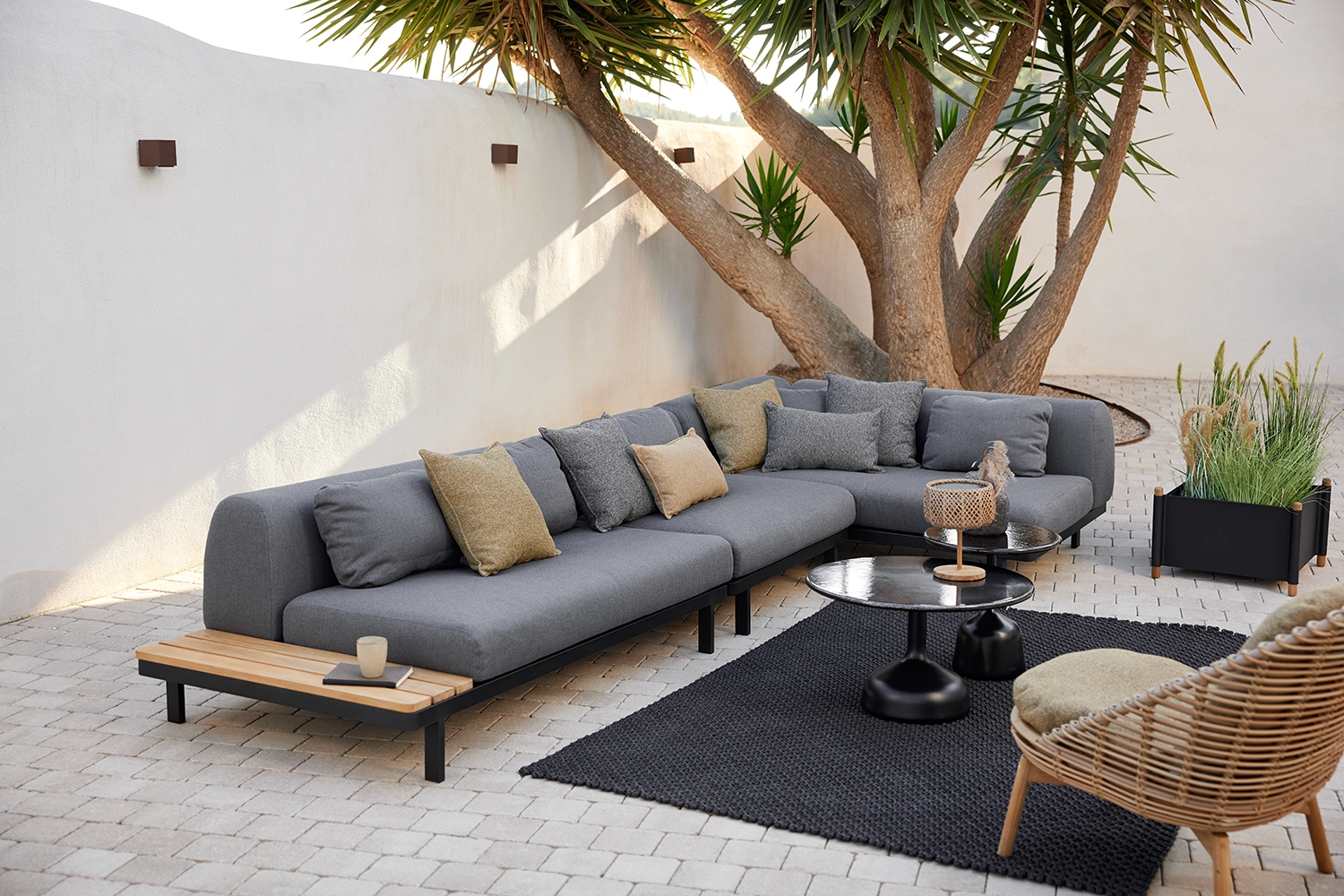 Space hörnsoffa stor, lavagrå/grå