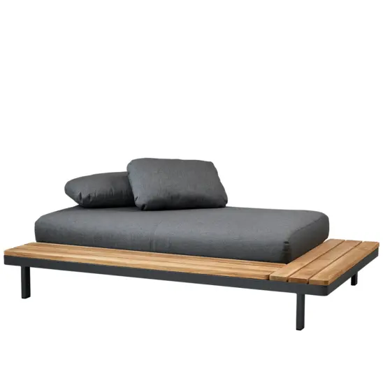 Space 2-sits soffmodul med sidobord lavagrå/teak