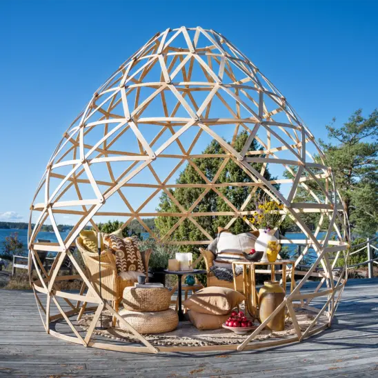 Zome bambukupol, utomhus