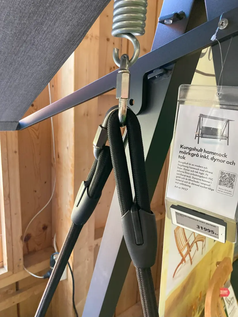 Kungshult hammock mörkgrå inkl. dynor och tak