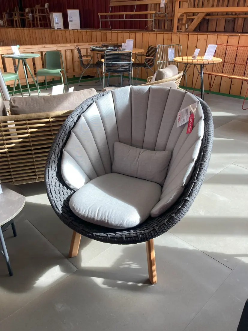 Peacock fåtölj SoftRope mörkgrå/teak/Natté Ljusgrå