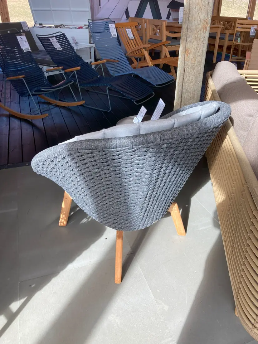 Peacock fåtölj SoftRope mörkgrå/teak/Natté Ljusgrå