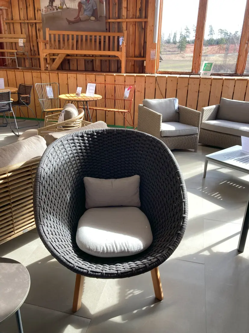 Peacock fåtölj SoftRope mörkgrå/teak/Natté Ljusgrå