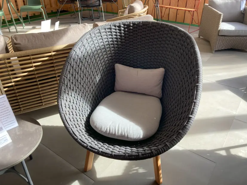 Peacock fåtölj SoftRope mörkgrå/teak/Natté Ljusgrå