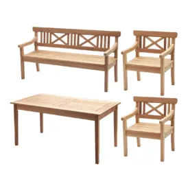 Drachmann soffgrupp teak - 2-sitssoffa och 2 stolar