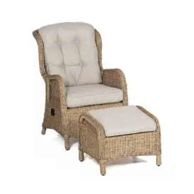 Rio fåtölj med fotpall natur/ljusbeige