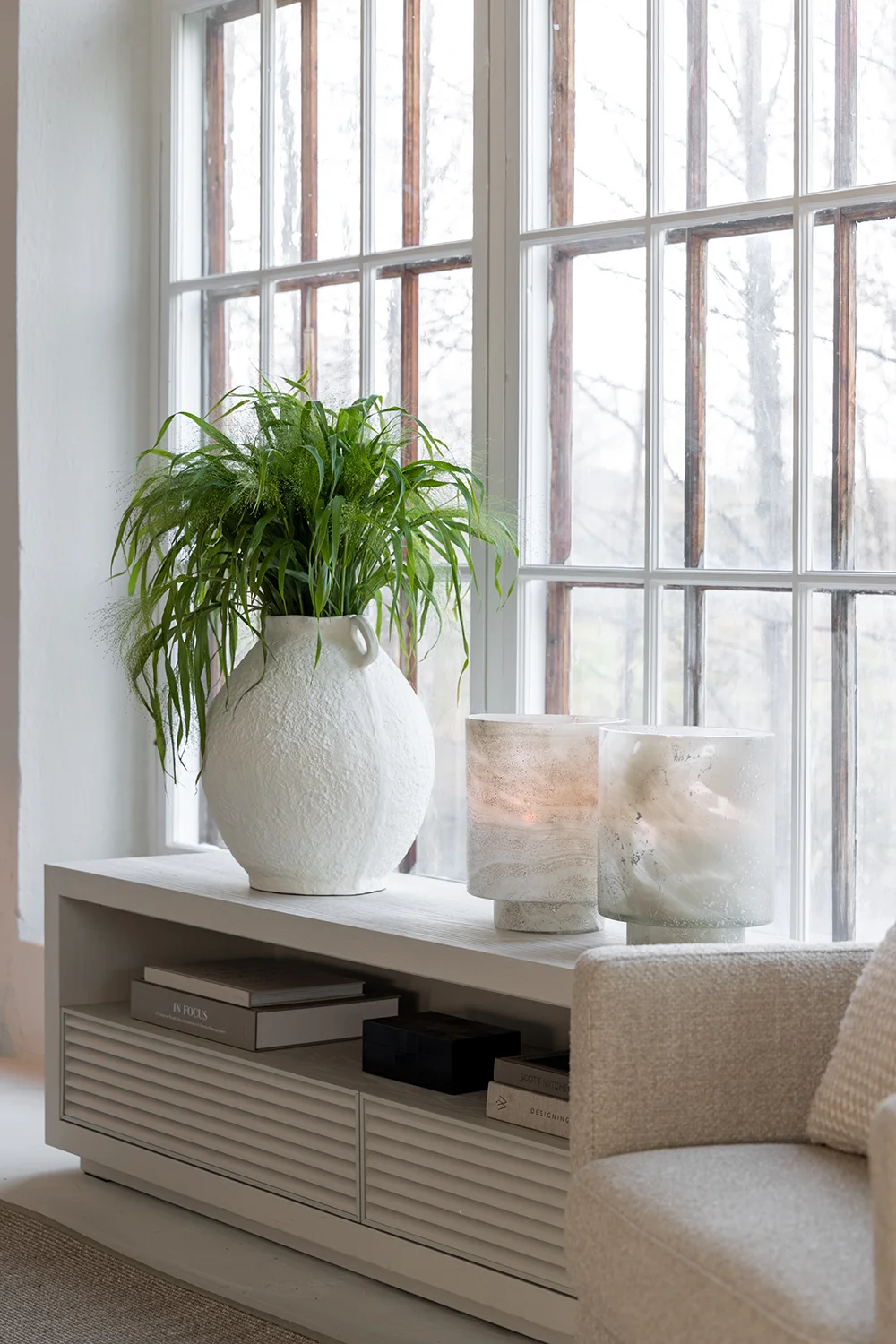 Hayden mediabänk ivory mist 180x45 cm