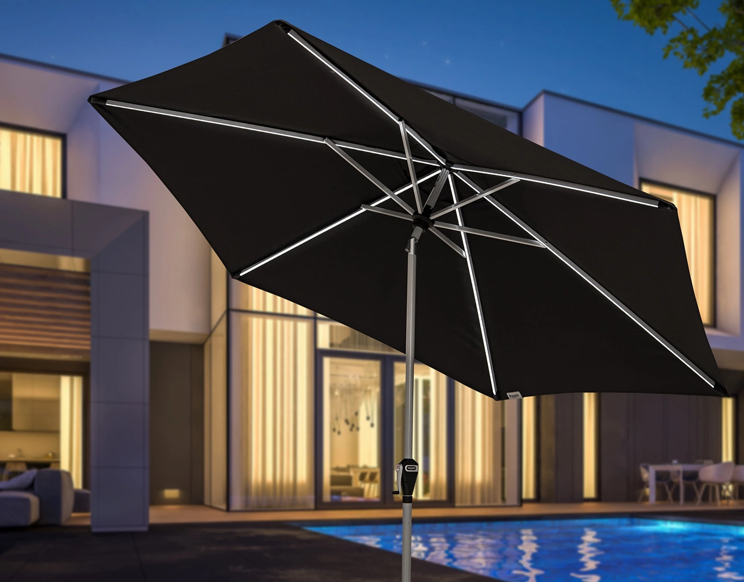 Active LED parasoll antracit Ø300 cm