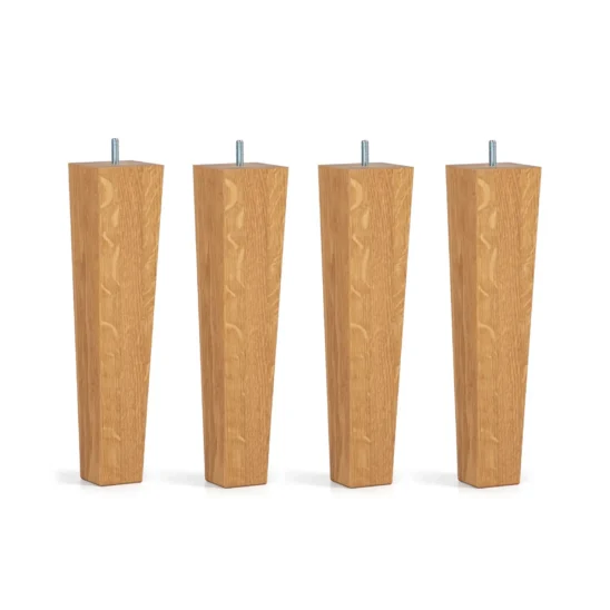 4 stycken Fyrkantiga konade sängben i oljad ek 30 cm höga.