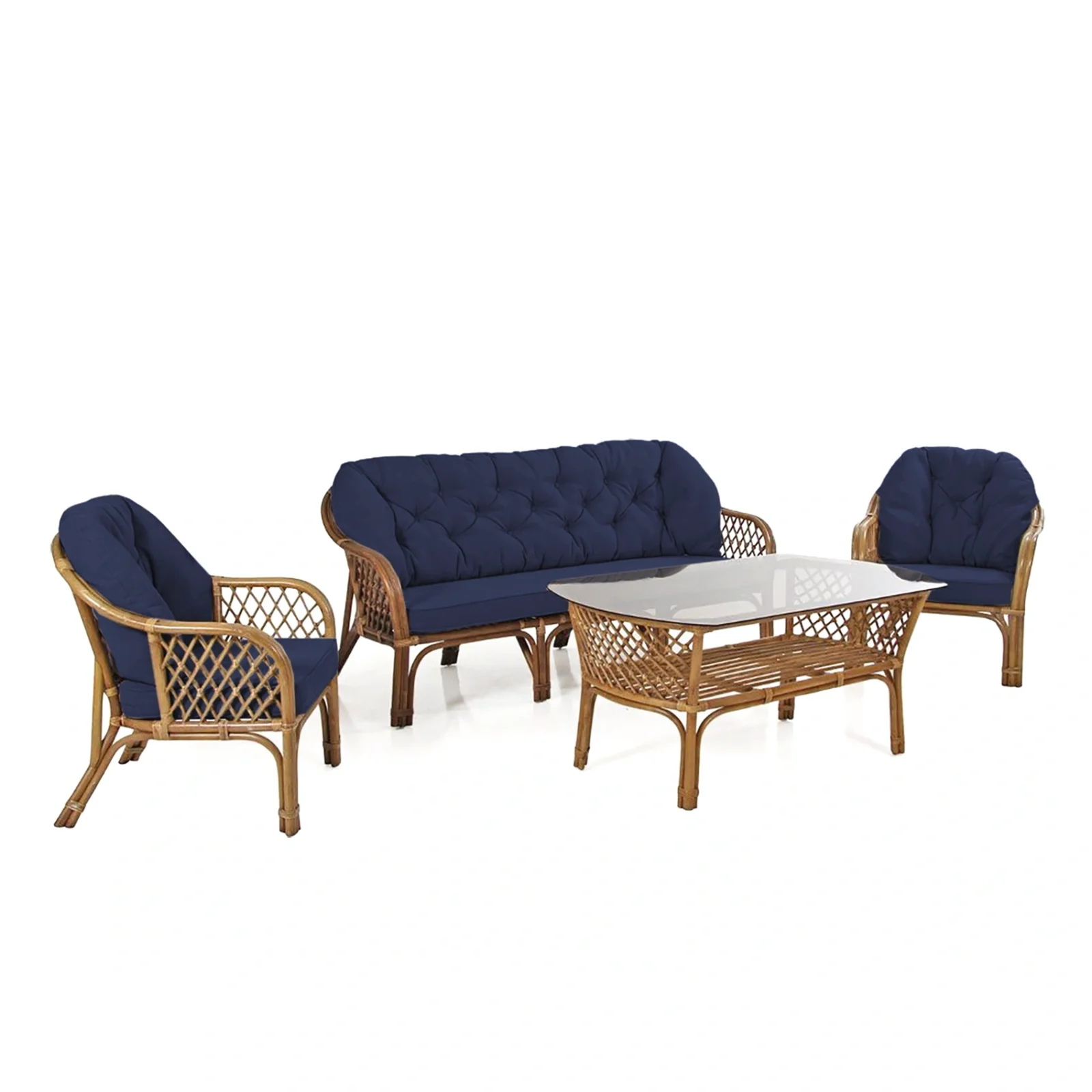 Sabina 3-sitsgrupp brun/blå