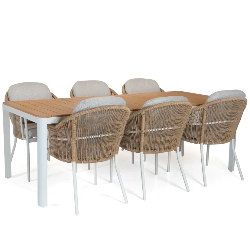 Verona matbord Cream/teak 220x100 cm
