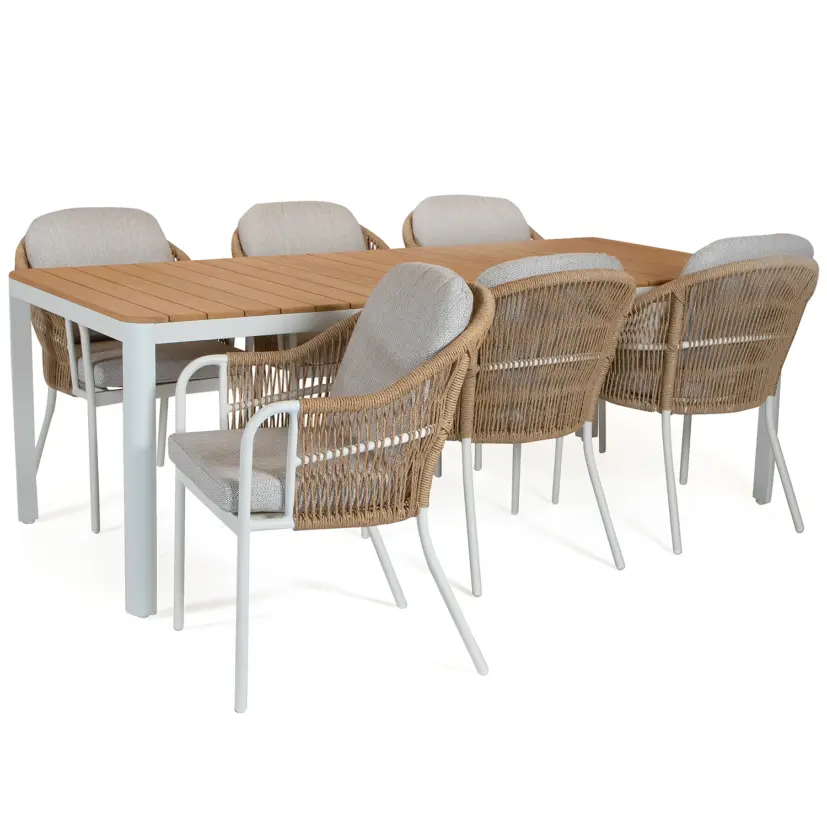 Verona matbord Cream/teak 220x100 cm