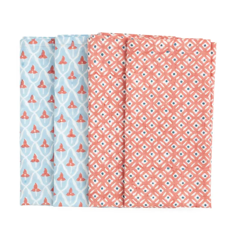 Servetter Eko Tulip & Dot blå/röd 4-pack