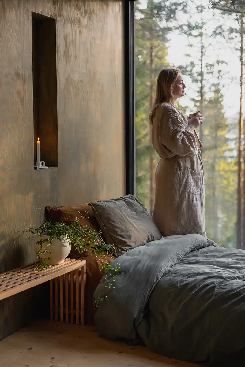 Crinkle bäddset dusty blue, 150x210 + 50x60 cm