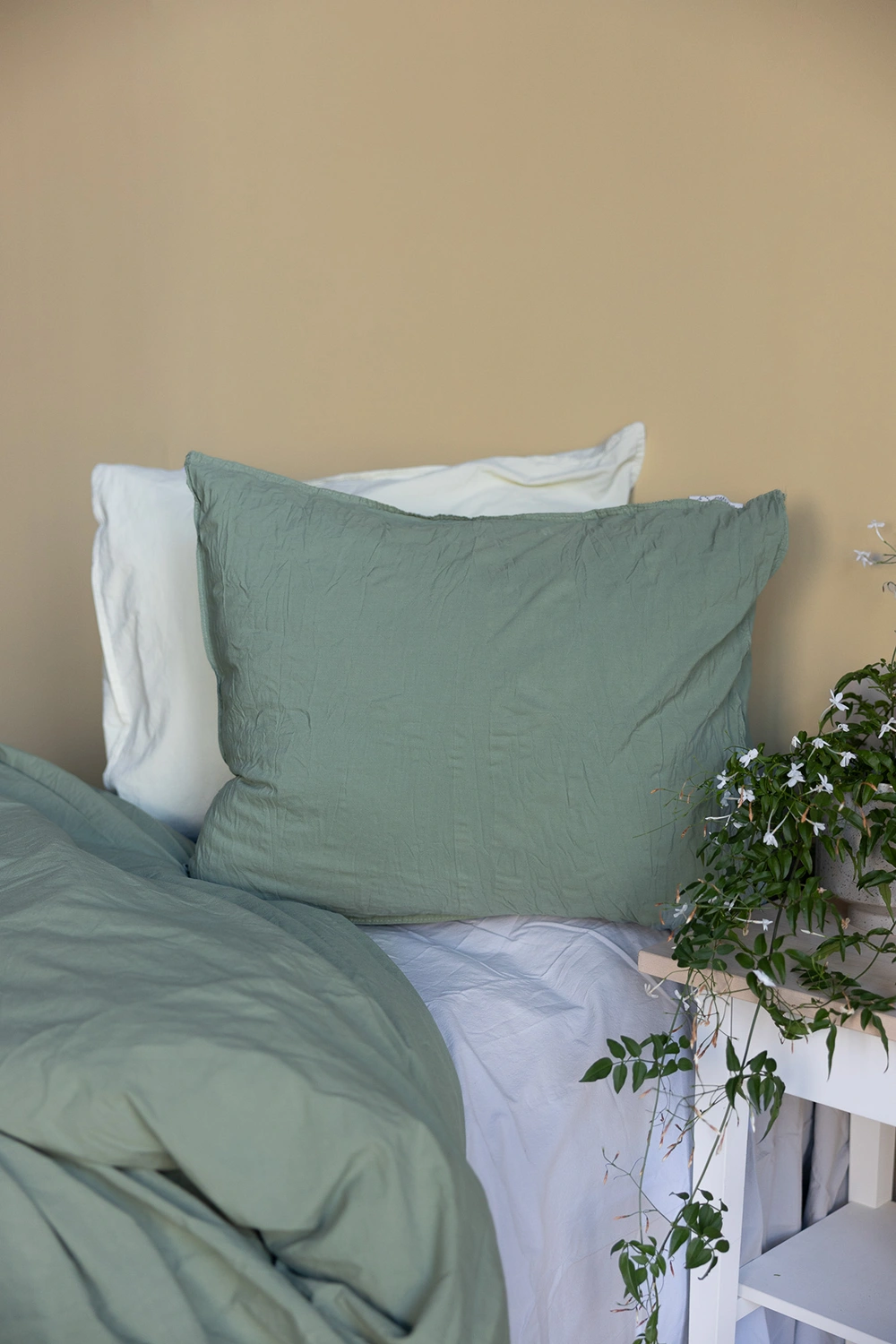 Crinkle örngott mineral green 50x60 cm