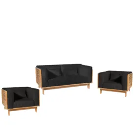 Skanör 2-sitssoffgrupp teak/svart