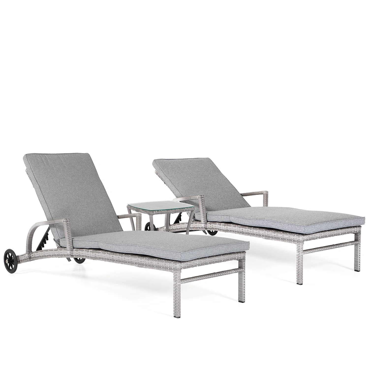 Product Image for Costa solsängar set med sidobord - pärlgrå/ljusgrå