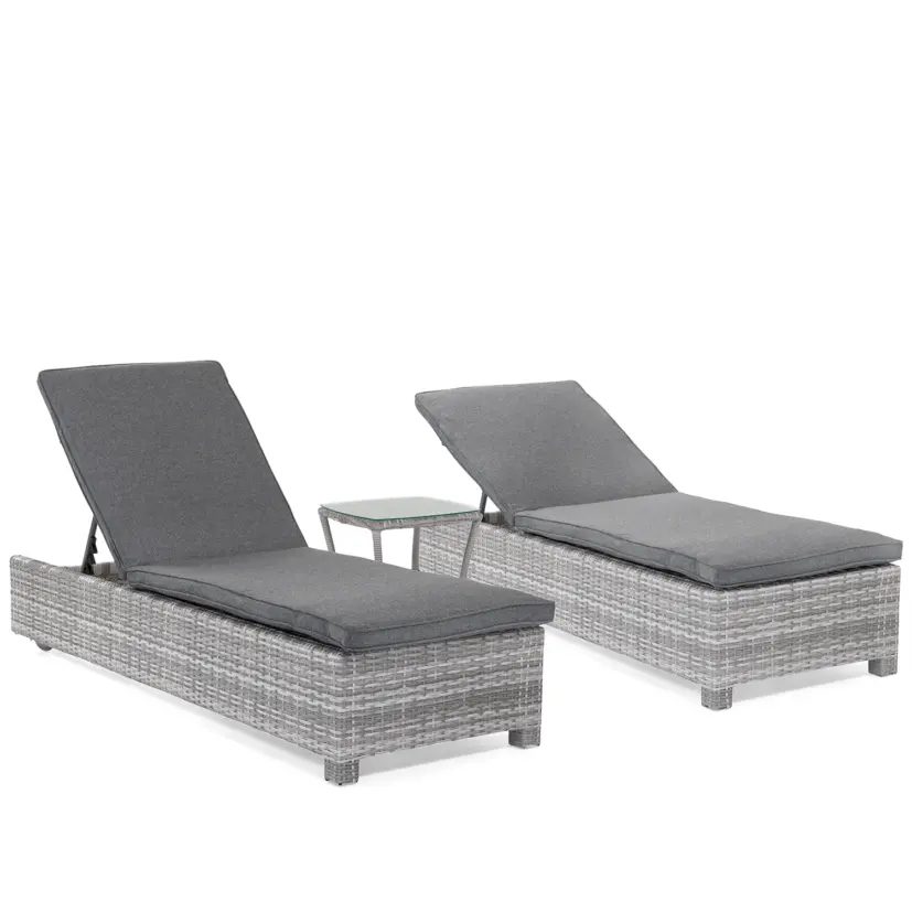 Playa solsängar set inkl. sidobord, pärlgrå/mörkgrå