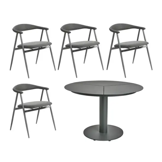 Boi/Peace matgrupp antracit - 4 stolar - Ø110 cm