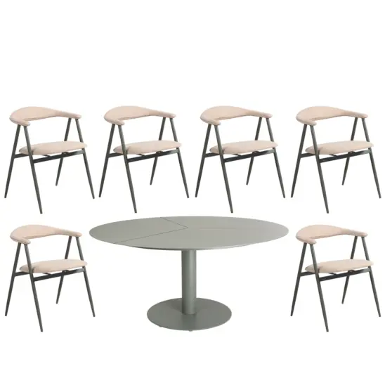 Boi/Peace matgrupp nordic green - 6 stolar - Ø150 cm