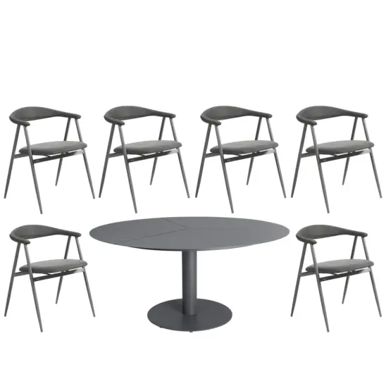 Boi/Peace matgrupp antracit - 6 stolar - Ø150 cm