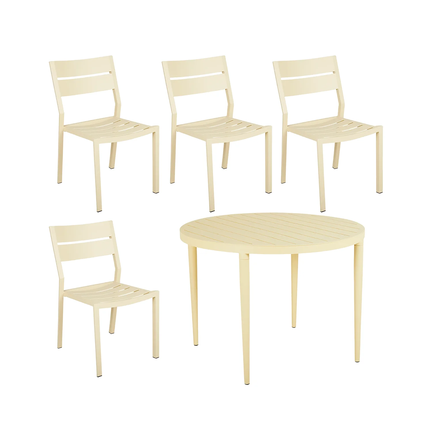 Delia/Bigby matgrupp lemon - 4 stolar - Ø100 cm