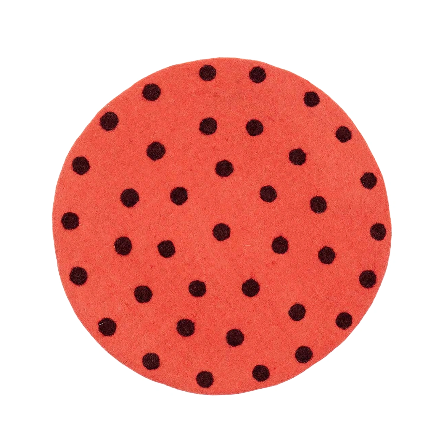 Felt Dot sittdyna orange/plommon Ø37 cm