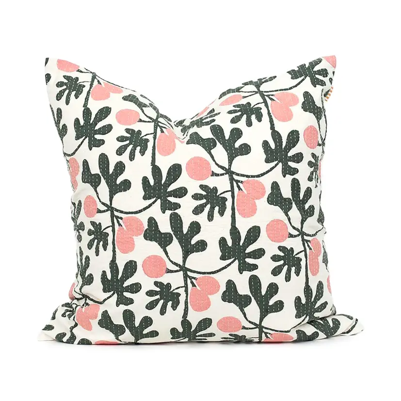 Kuddfodral Fig grön/rosa 50x50 cm