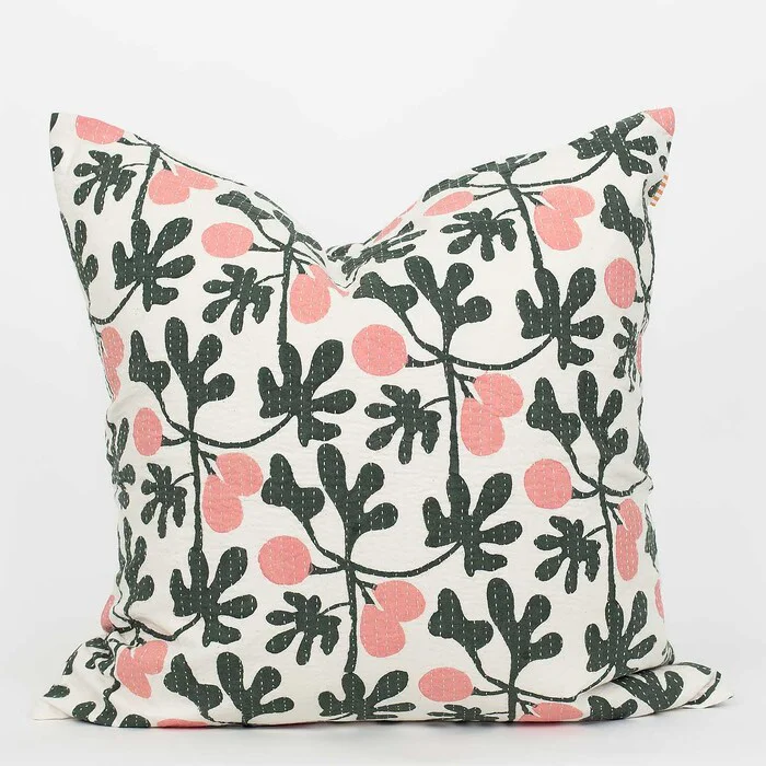 Kuddfodral Fig grön/rosa 50x50 cm