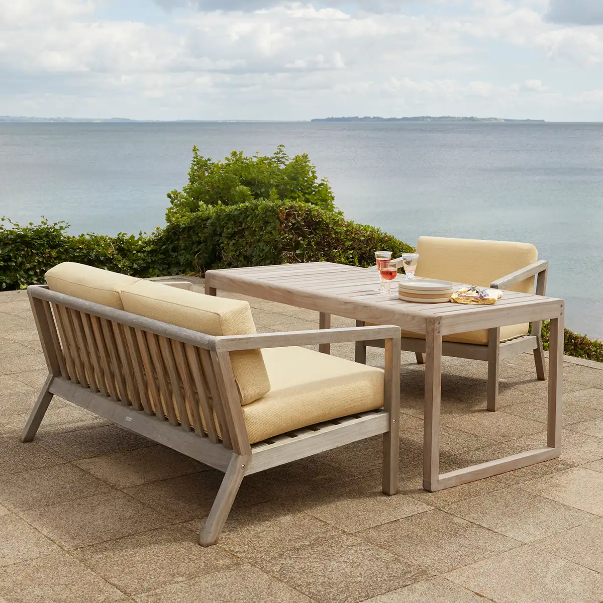 Virkelyst soffgrupp teak/honungsgul