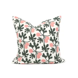 Fig quiltat kuddfodral grön/rosa 50x50 cm