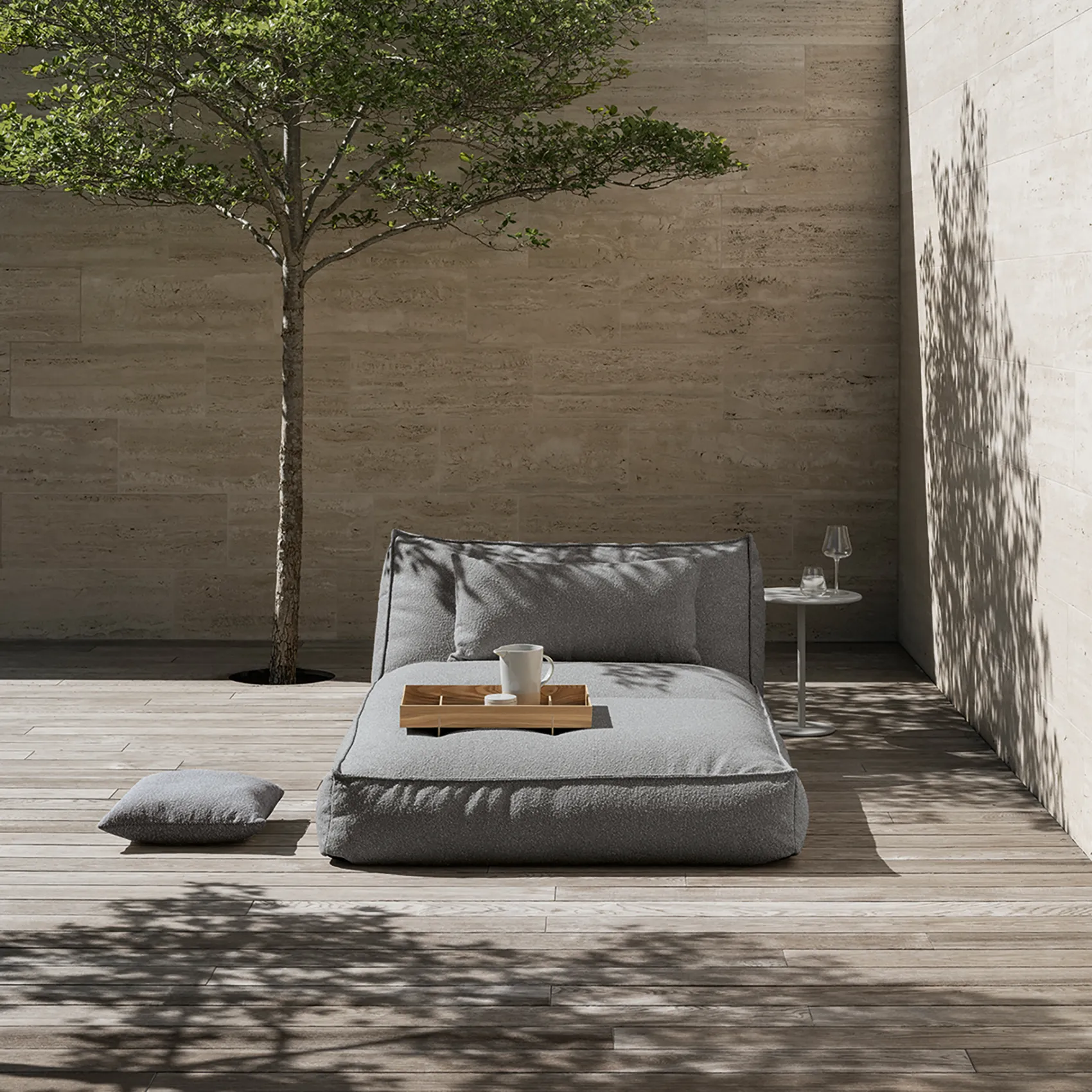 Stay dagbädd 2-sits - bouclé stone