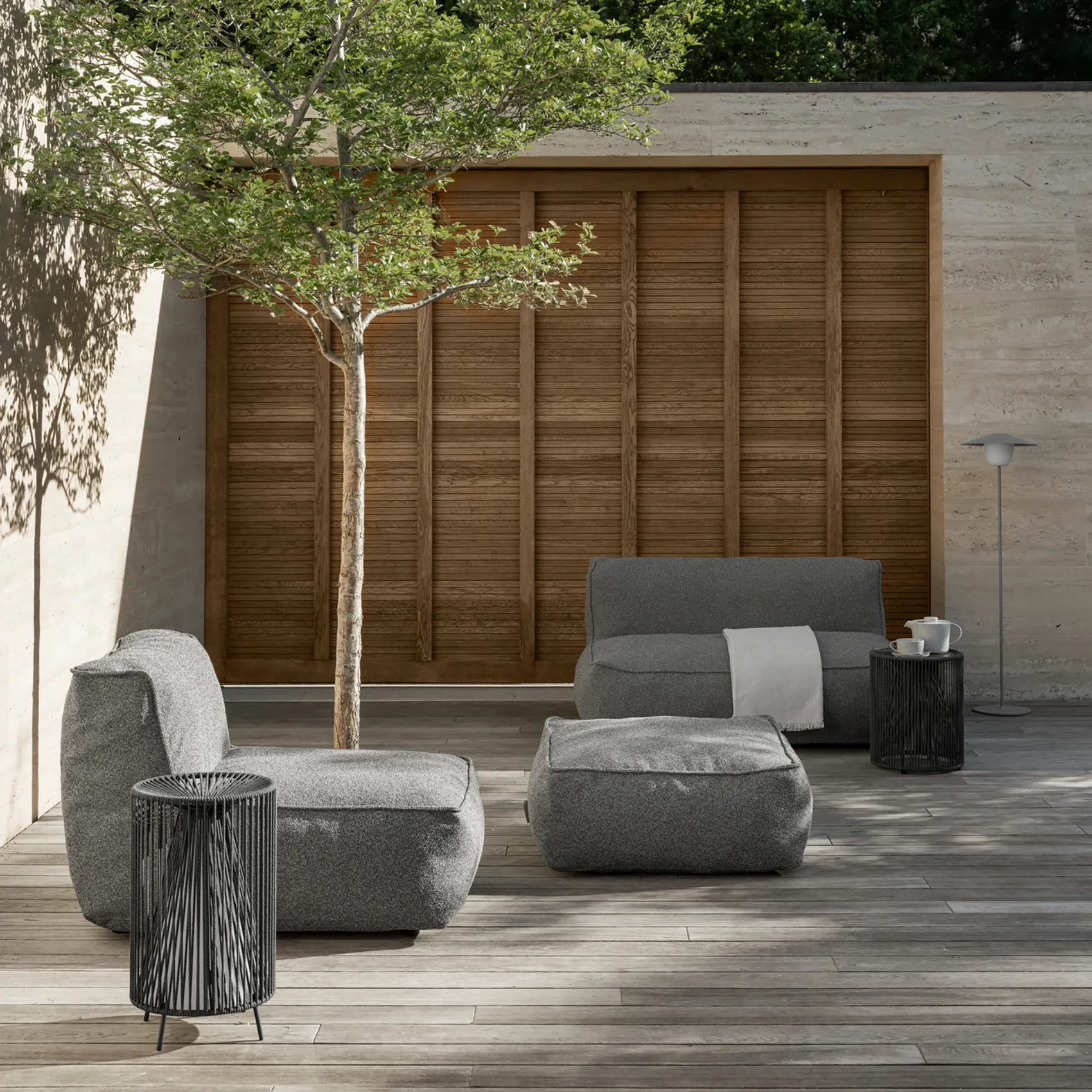 Grow sittpuff - bouclé stone