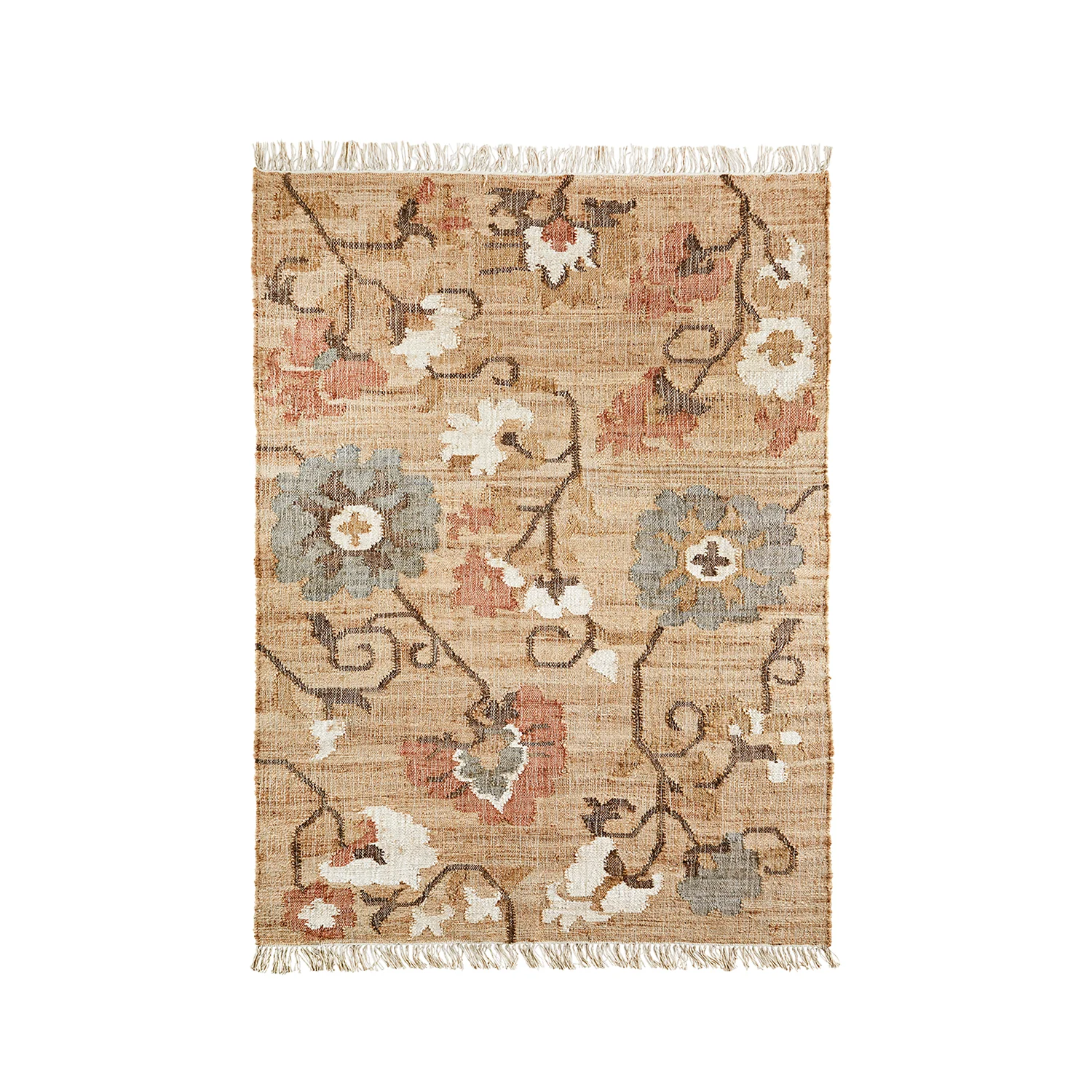 Product Image for Jutematta blommönster - natur, 160x230 cm